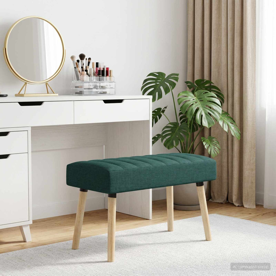 vidaXL Banco con tapizado en canal Verde oscuro 80 x 40 x 46 cm Tela