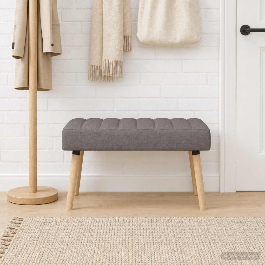 vidaXL Banco con tapizado en canal Topo 80 x 40 x 46 cm Tela