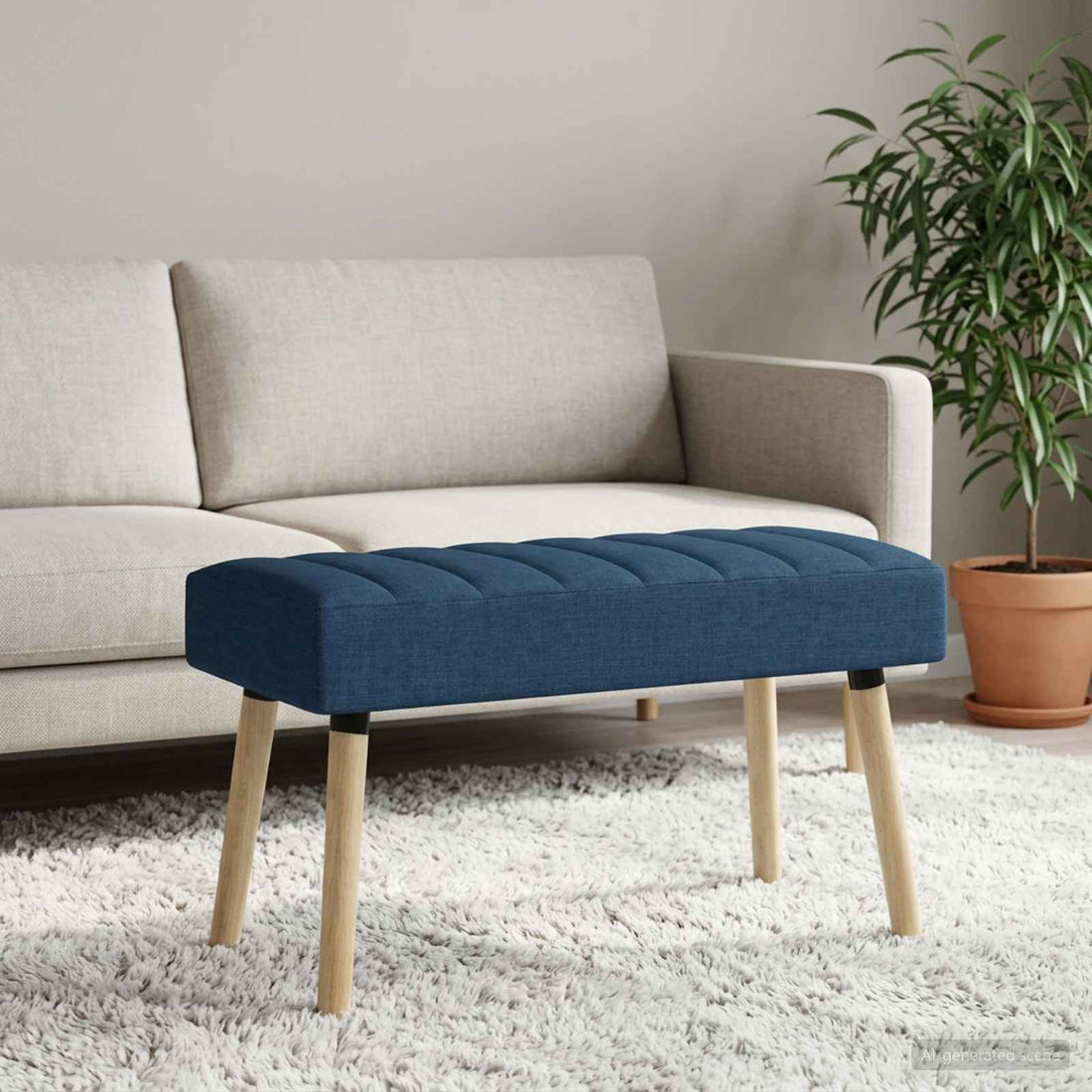 vidaXL Banco con tapizado en canal Azul 80 x 40 x 46 cm Tela