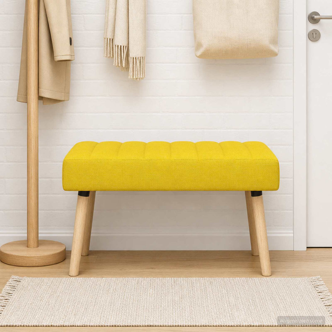 vidaXL Banco con tapizado en canal Amarillo Claro 80 x 40 x 46 cm Tela