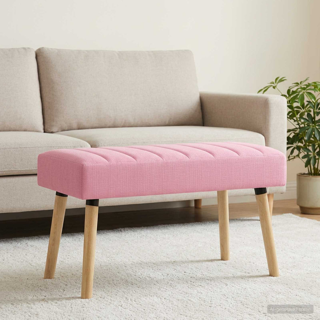 vidaXL Banco con tapizado en canal Rosa 80 x 40 x 46 cm Tela