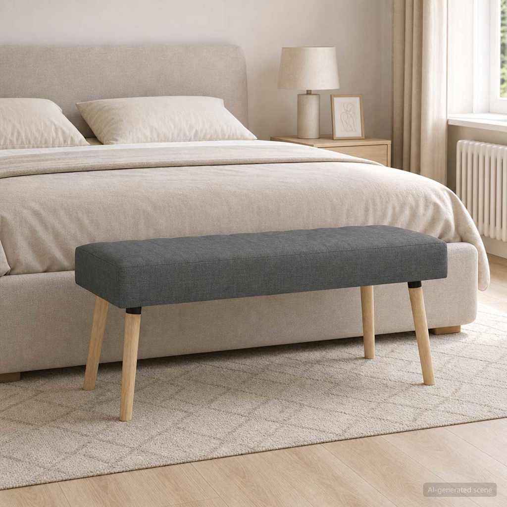 vidaXL Banco con tapizado en canal Gris oscuro 110 x 40 x 46 cm Tela