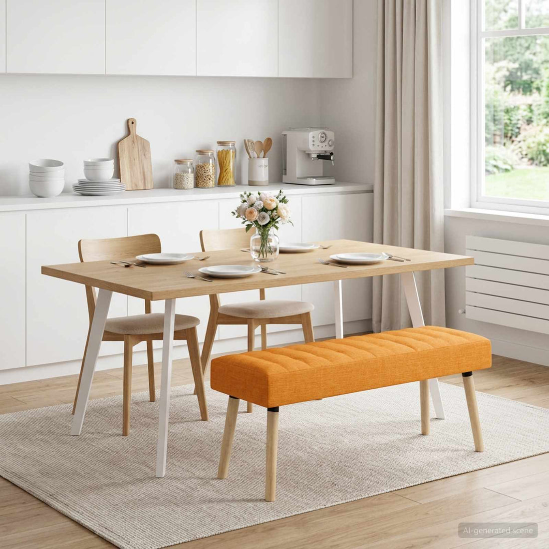vidaXL Banco con tapizado en canal Amarillo oscuro 110 x 40 x 46 cm