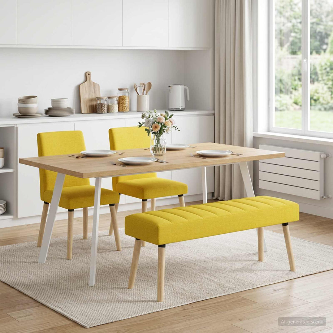 vidaXL Banco con tapizado en canal Amarillo Claro 110 x 40 x 46 cm