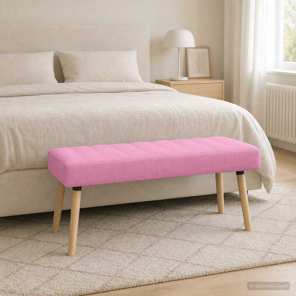 vidaXL Banco con tapizado en canal Rosa 110 x 40 x 46 cm Tela