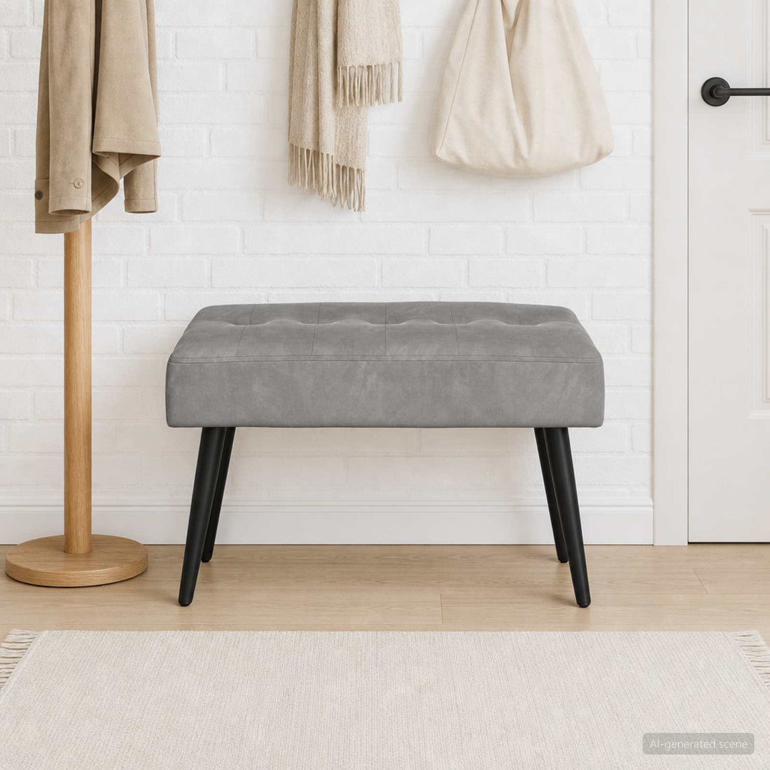 vidaXL Banco con tapicería con botones Gris Claro 60 x 40 x 45 cm