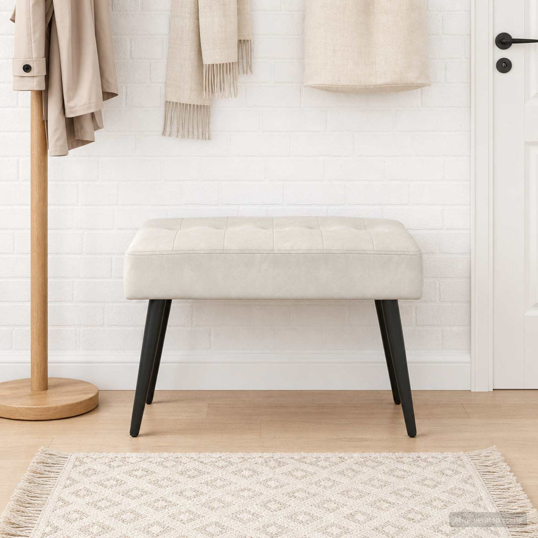 vidaXL Banco con tapicería con botones Crema 60 x 40 x 45 cm