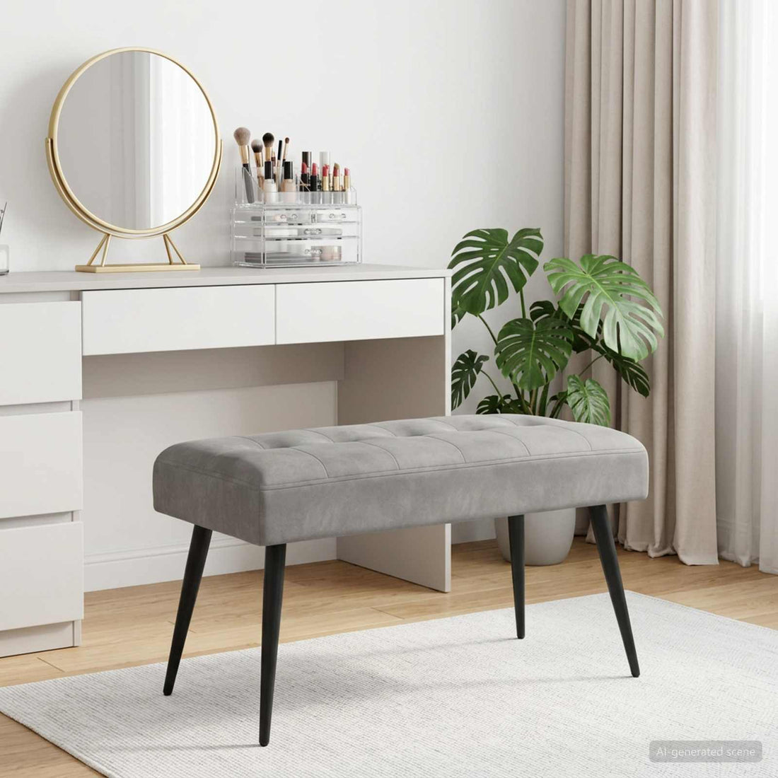 vidaXL Banco con tapicería con botones Gris Claro 80 x 40 x 46 cm