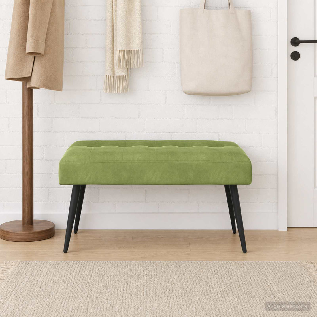 vidaXL Banco con tapicería con botones Verde claro 80 x 40 x 46 cm