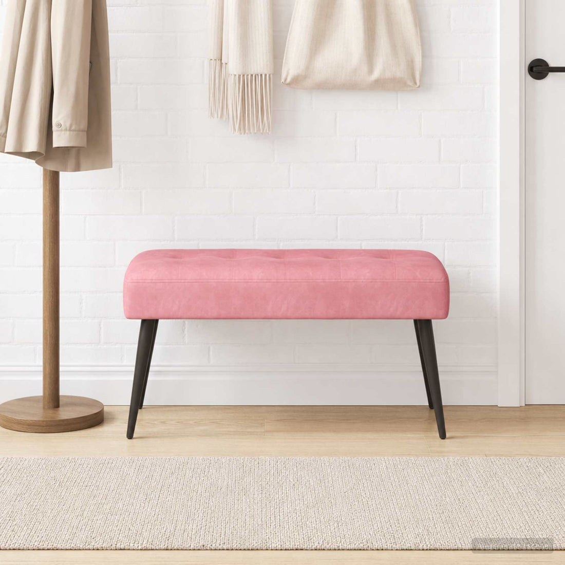 vidaXL Banco con tapicería con botones Rosa 80 x 40 x 46 cm Terciopelo