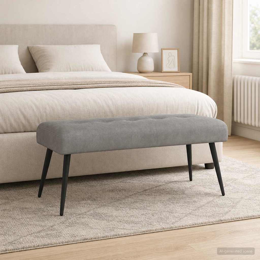 vidaXL Banco con tapicería con botones Gris Claro 110 x 40 x 46 cm
