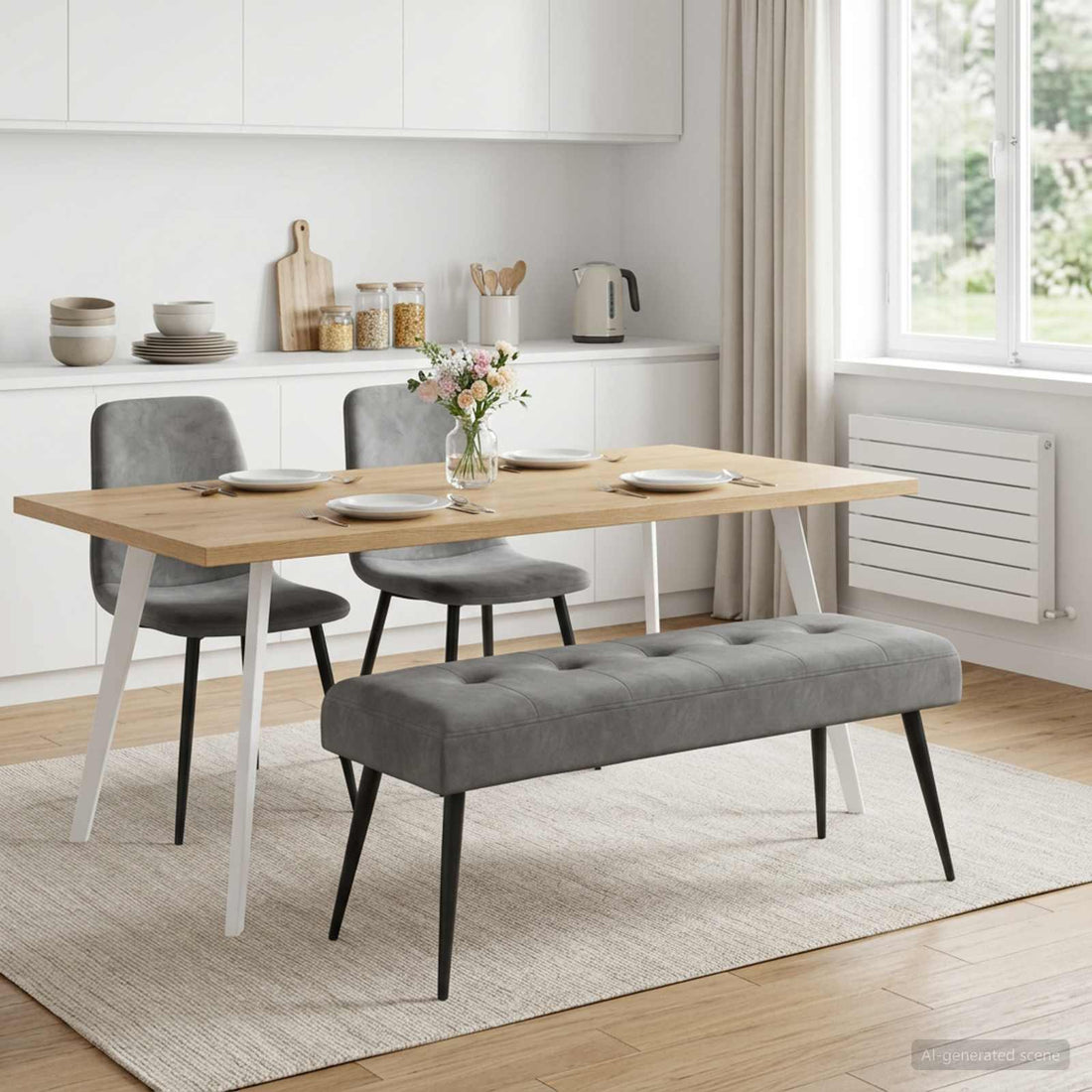 vidaXL Banco con tapicería con botones Gris oscuro 110 x 40 x 46 cm
