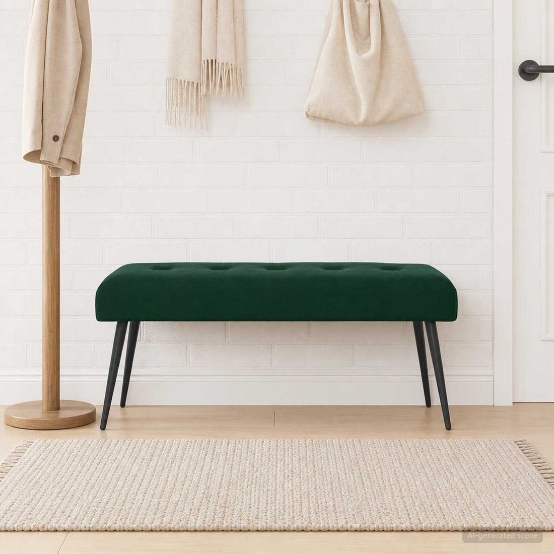 vidaXL Banco con tapicería con botones Verde oscuro 110 x 40 x 46 cm