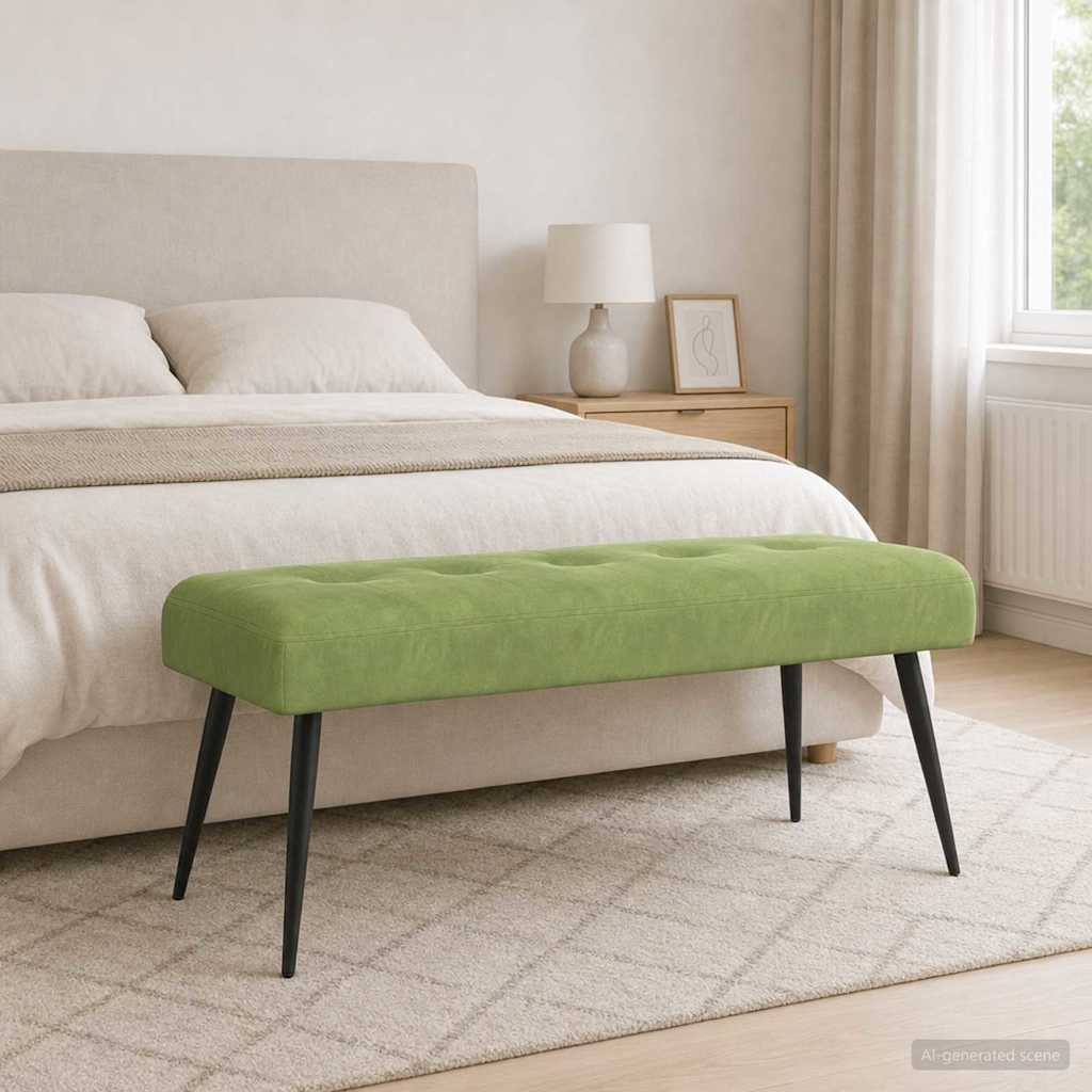 vidaXL Banco con tapicería con botones Verde claro 110 x 40 x 46 cm