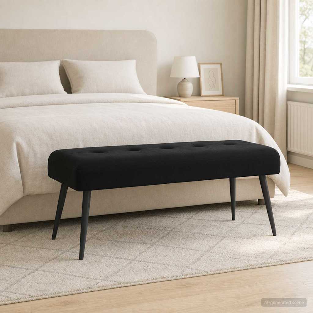 vidaXL Banco con tapicería con botones Negro 110 x 40 x 46 cm