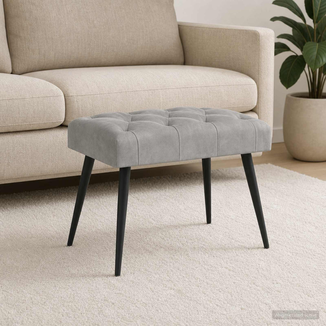 vidaXL Banco con tapicería con botones Gris Claro 60 x 40 x 45 cm