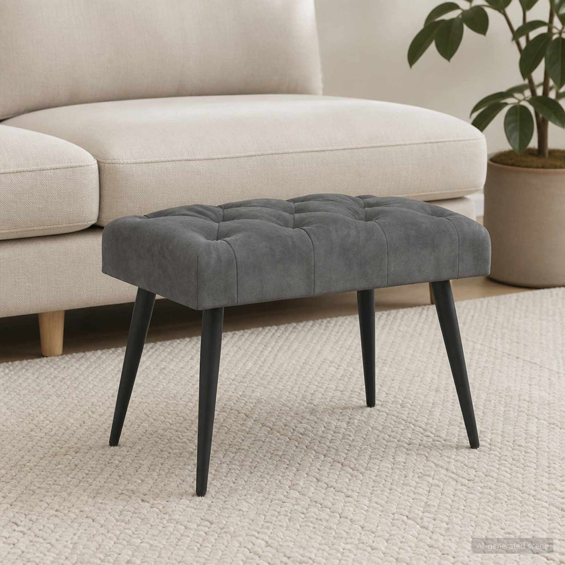 vidaXL Banco con tapicería con botones Gris oscuro 60 x 40 x 45 cm