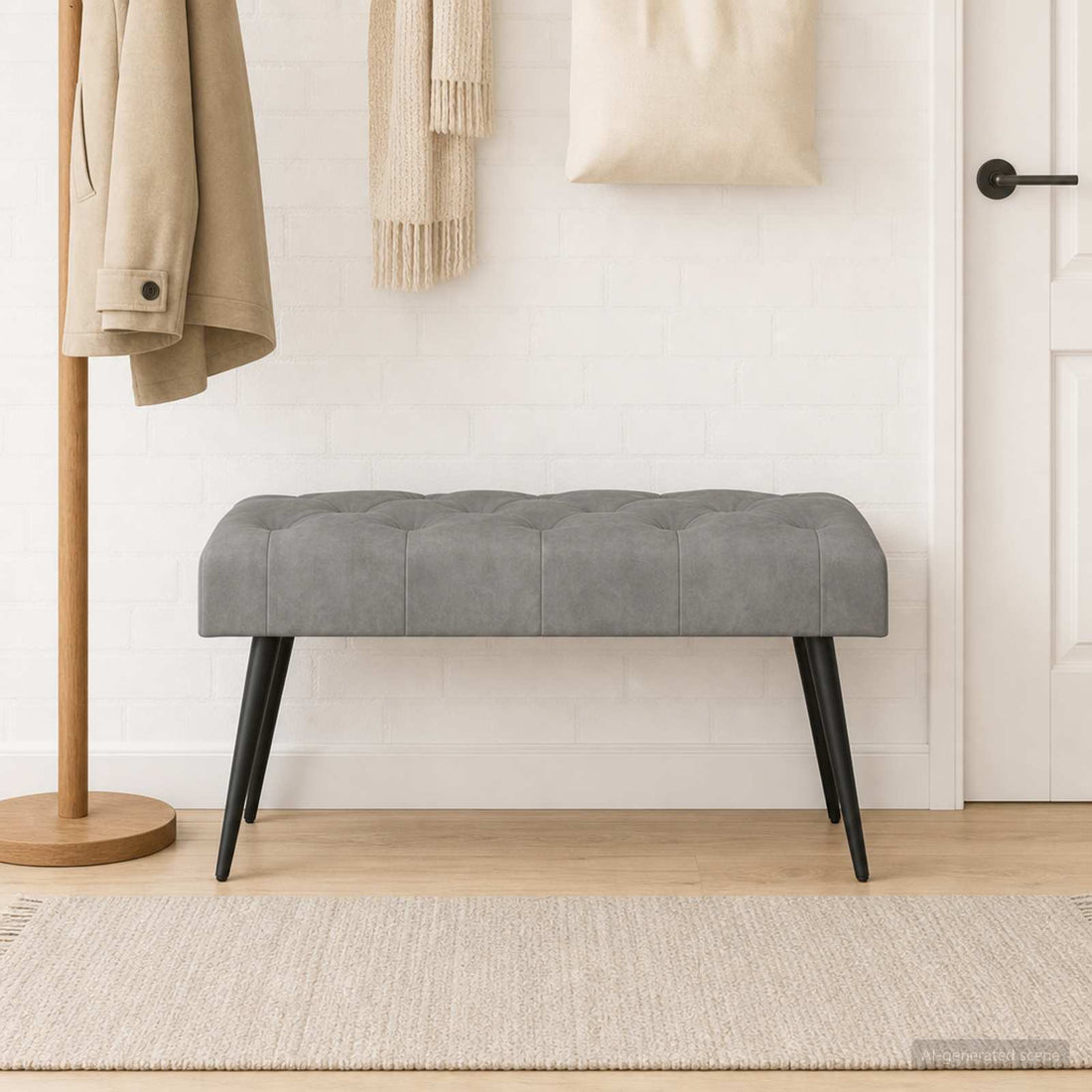 vidaXL Banco con tapicería con botones Gris Claro 80 x 40 x 46 cm