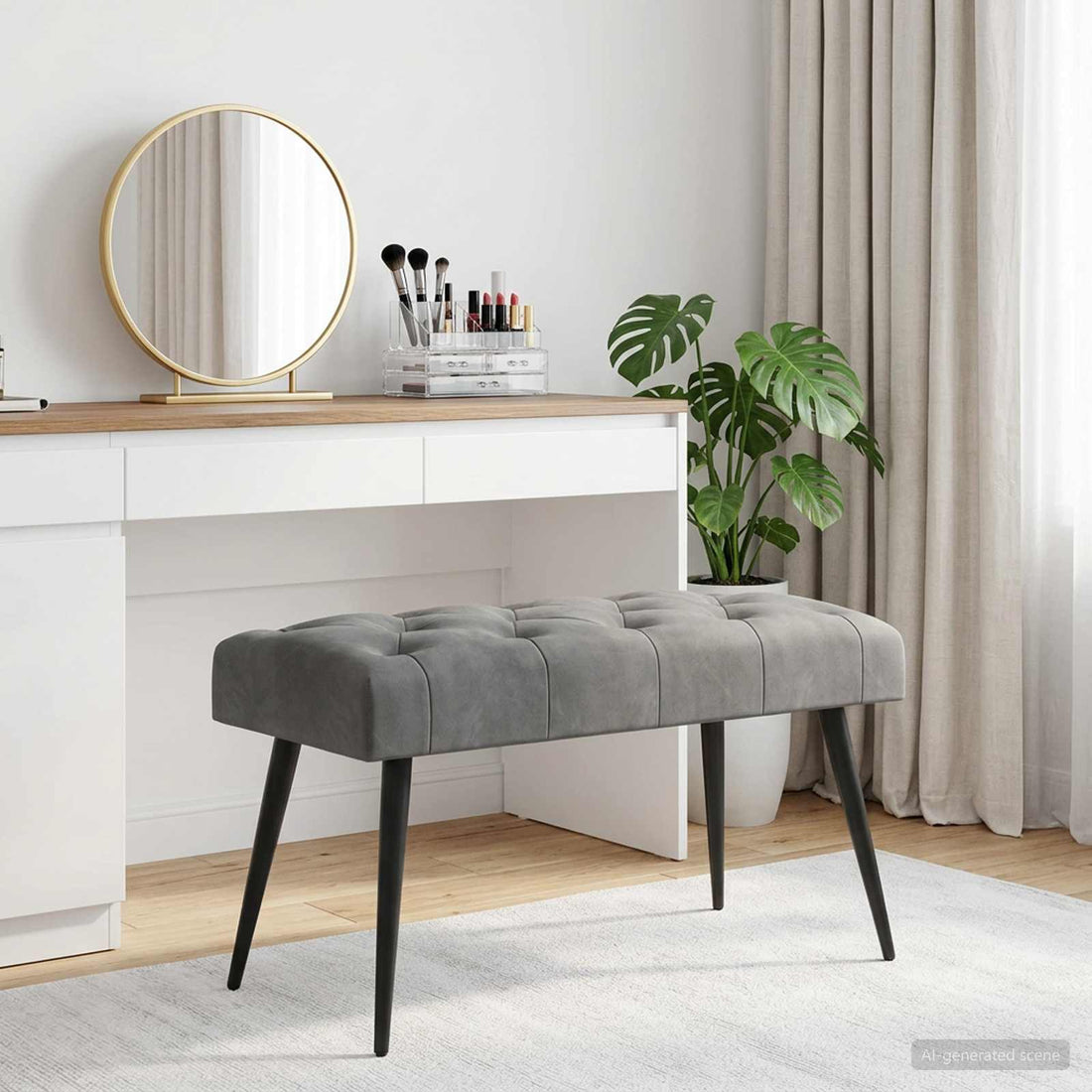vidaXL Banco con tapicería con botones Gris oscuro 80 x 40 x 46 cm