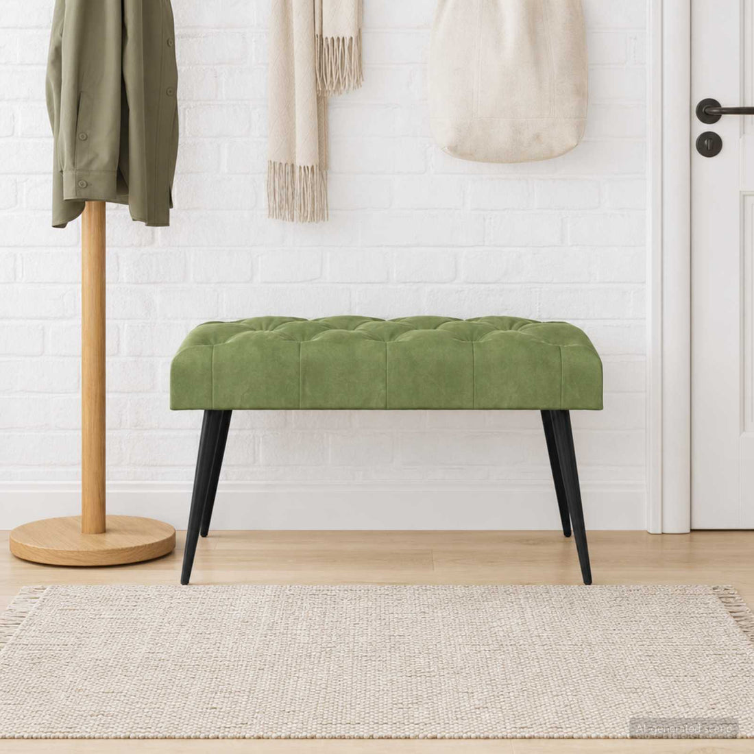 vidaXL Banco con tapicería con botones Verde claro 80 x 40 x 46 cm