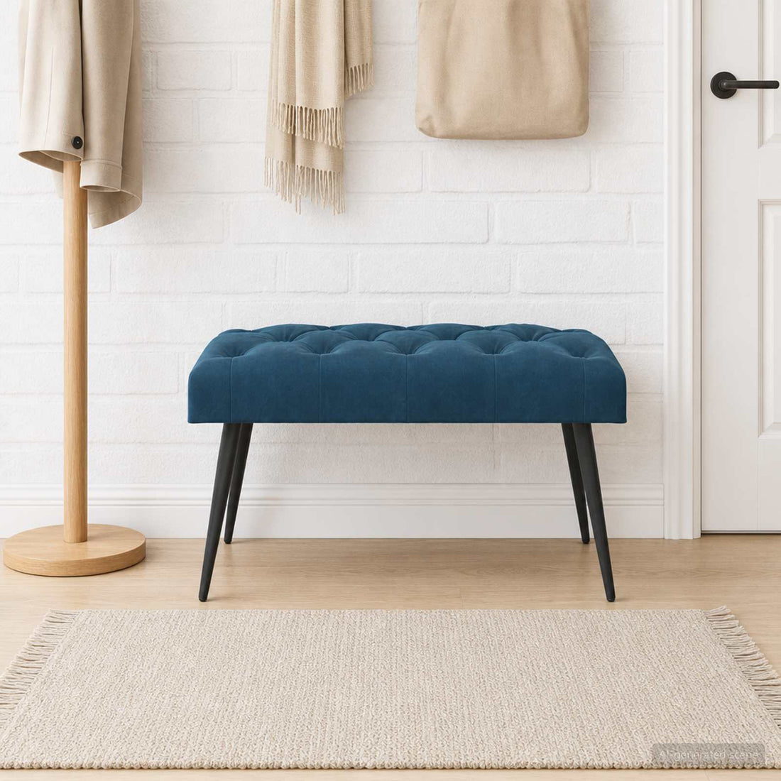 vidaXL Banco con tapicería con botones Azul 80 x 40 x 46 cm Terciopelo