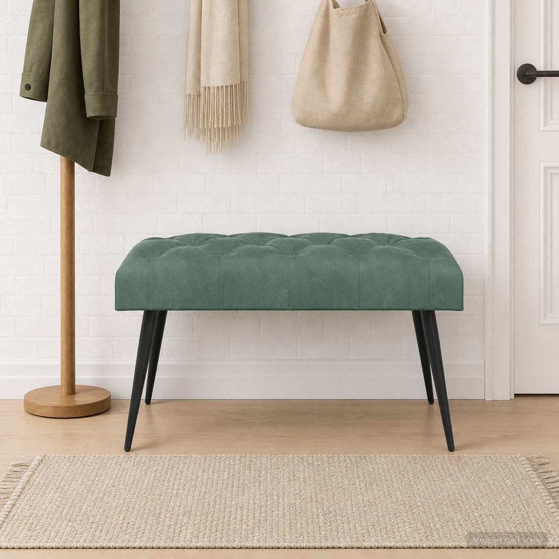 vidaXL Banco con tapicería con botones Verde Mar 80 x 40 x 46 cm