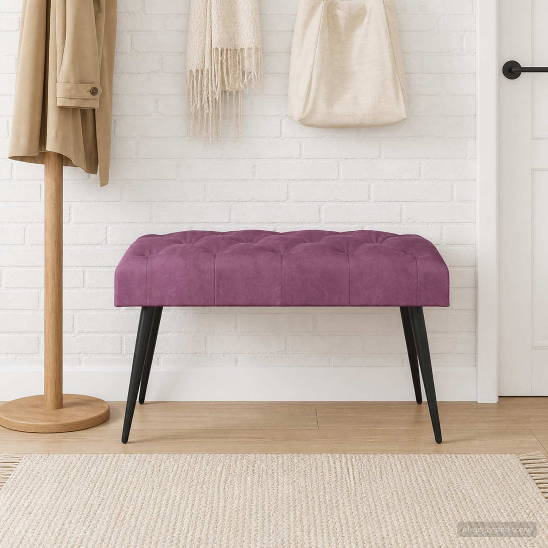 vidaXL Banco con tapicería con botones Morado 80 x 40 x 46 cm