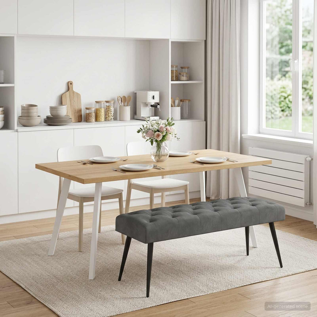 vidaXL Banco con tapicería con botones Gris oscuro 110 x 40 x 46 cm