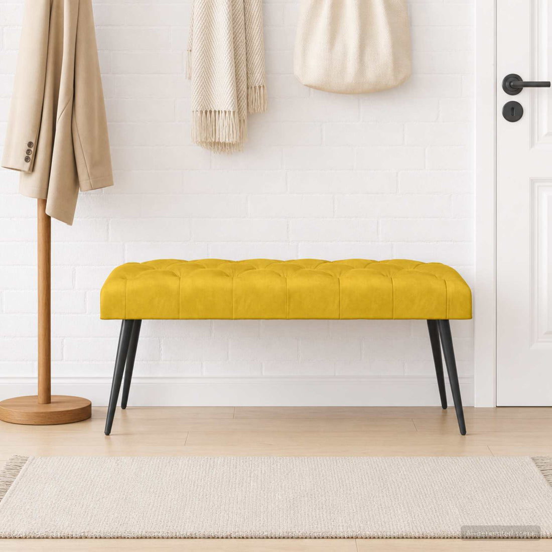 vidaXL Banco con tapicería con botones Amarillo 110 x 40 x 46 cm