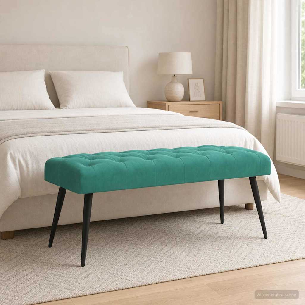 vidaXL Banco con tapicería con botones Tuquesa 110 x 40 x 46 cm