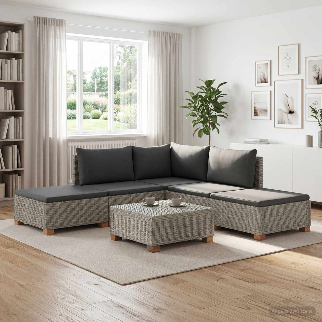 vidaXL 6 uds. Conjunto de Lounge de Ratán con Cojines GENDT Gris Kubu