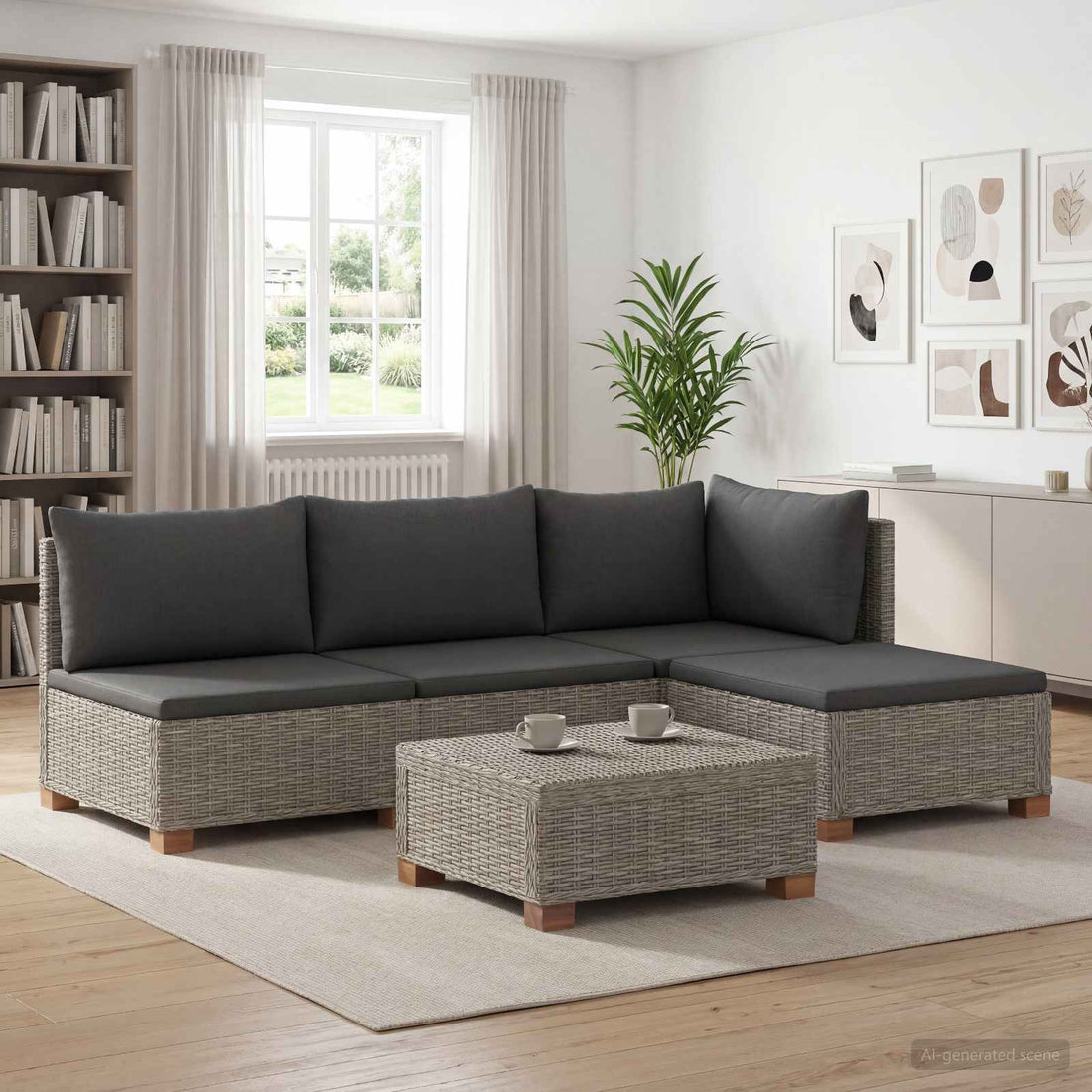 vidaXL 5 uds. Conjunto de Lounge de Ratán con Cojines GENDT Gris Kubu
