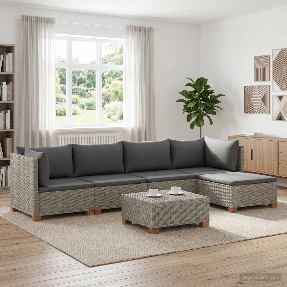 vidaXL 6 uds. Conjunto de Lounge de Ratán con Cojines GENDT Gris Kubu