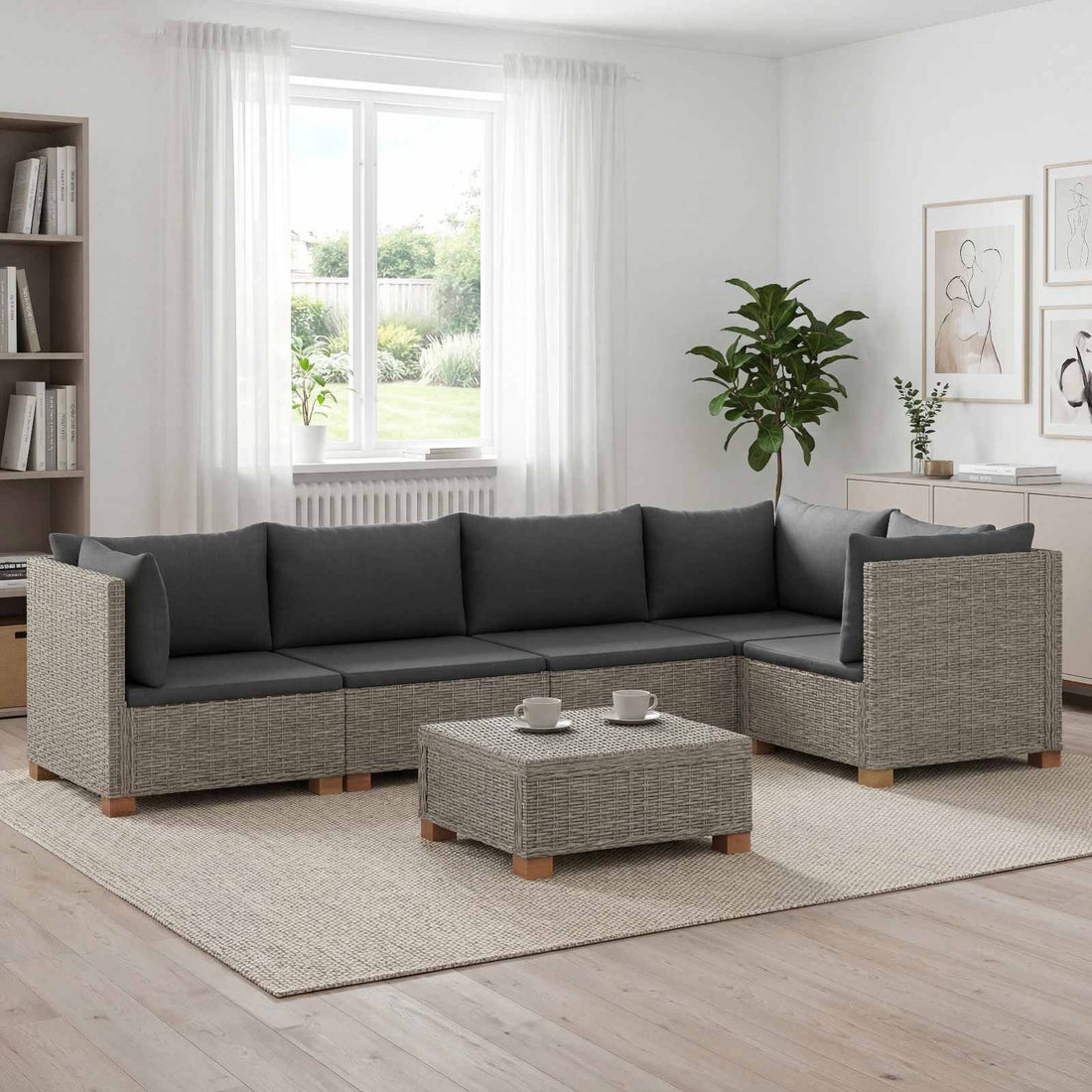 vidaXL 6 uds. Conjunto de Lounge de Ratán con Cojines GENDT Gris Kubu