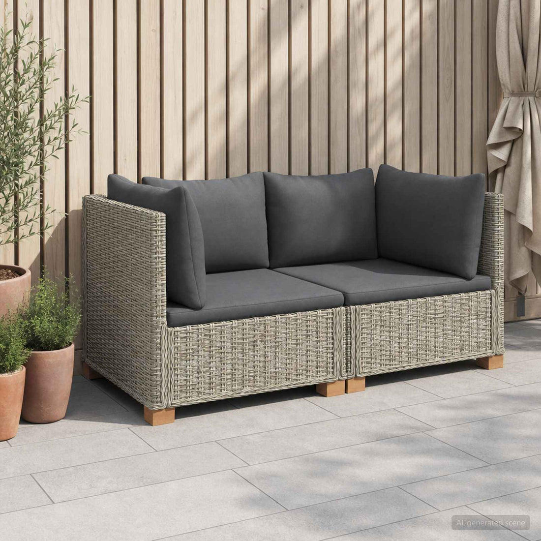 vidaXL 2 uds. Conjunto de Lounge de Ratán con Cojines GENDT Gris Kubu