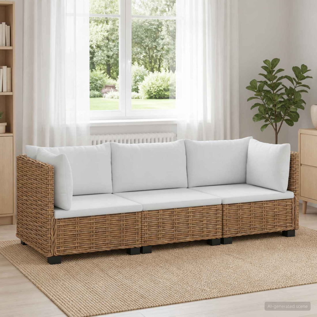 vidaXL 3 uds. Conjunto de Lounge de Ratán con Cojines GENDT Natural