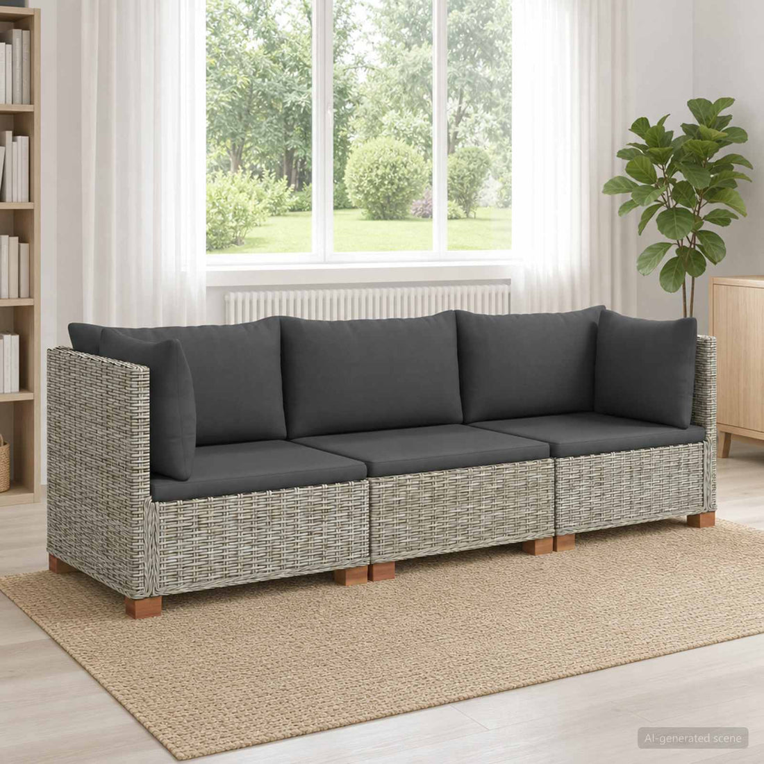 vidaXL 3 uds. Conjunto de Lounge de Ratán con Cojines GENDT Gris Kubu