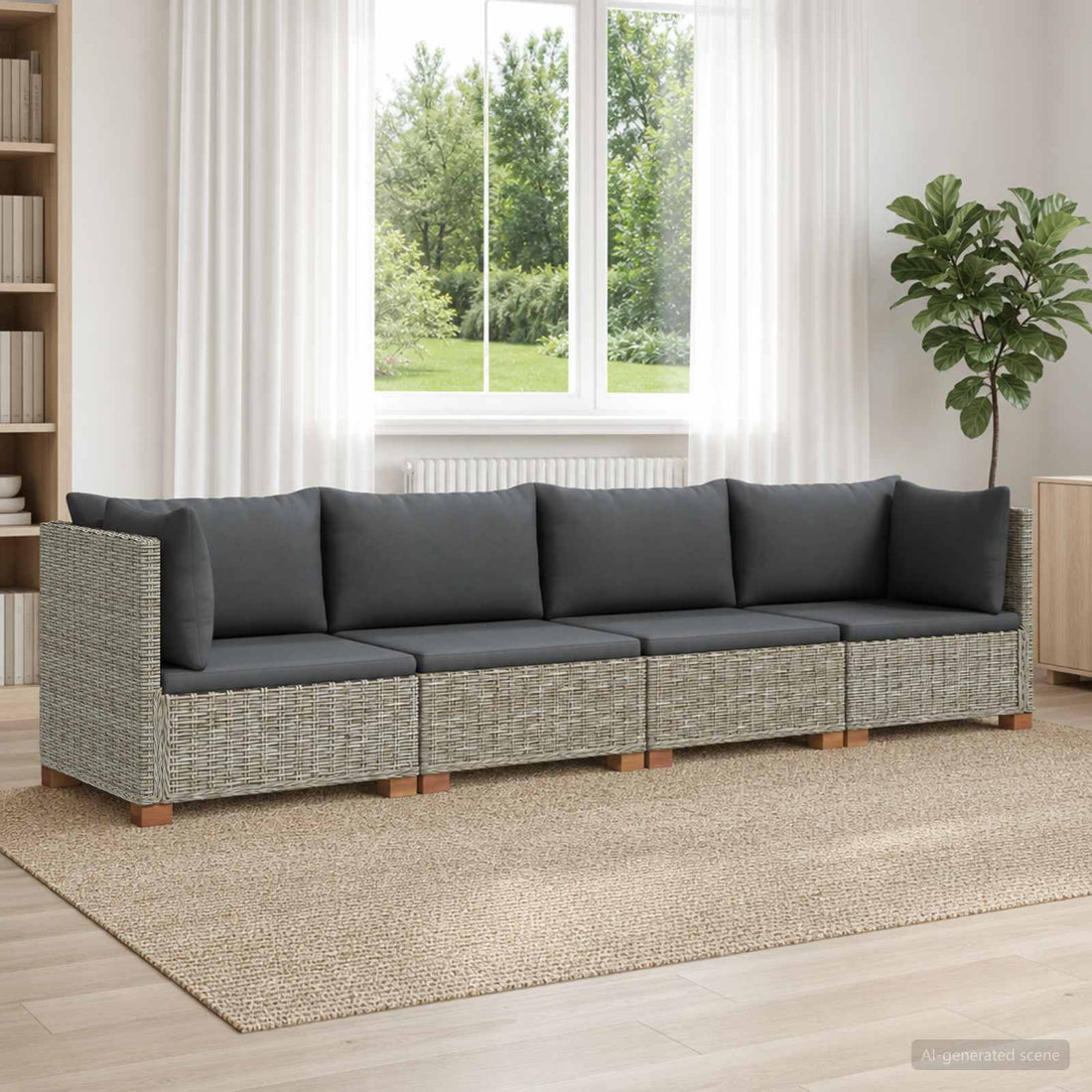vidaXL 4 uds. Conjunto de Lounge de Ratan con Cojines GENDT Gris Kubu