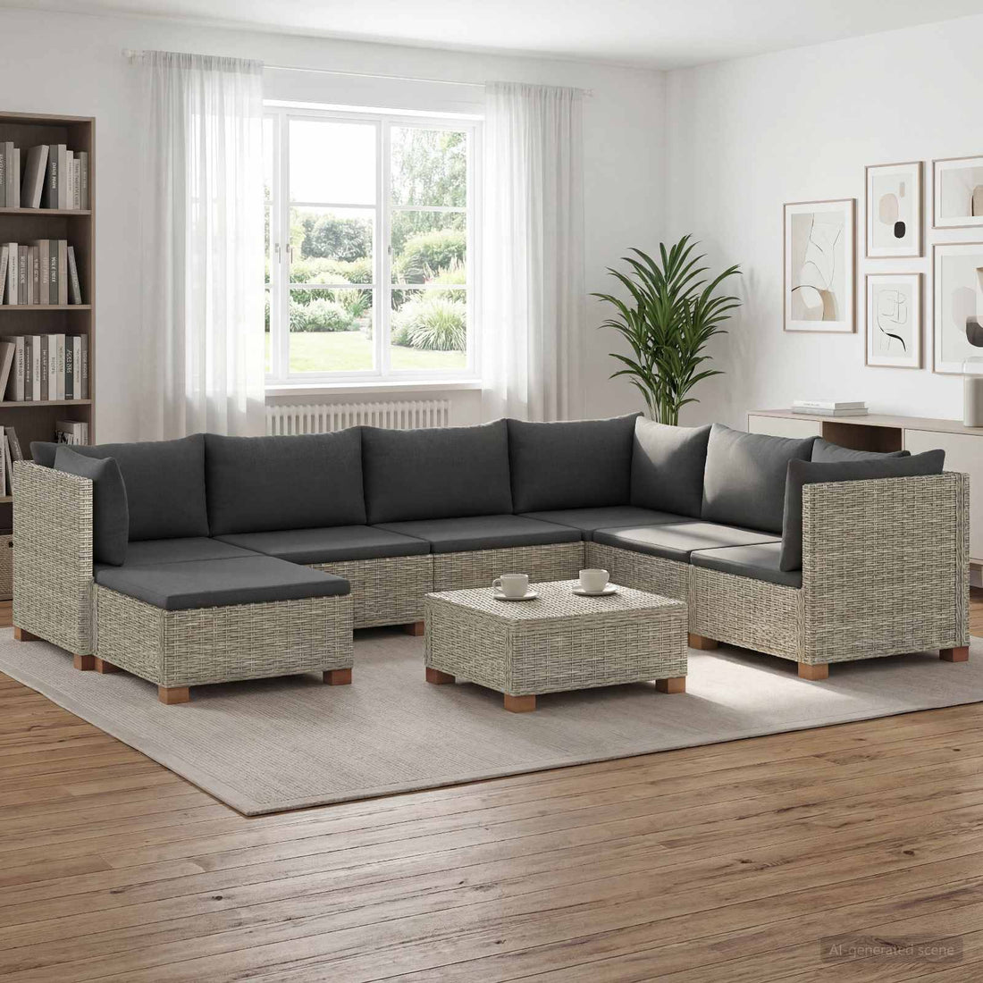 vidaXL 8 uds. Conjunto de Lounge de Ratán con Cojines GENDT Gris Kubu