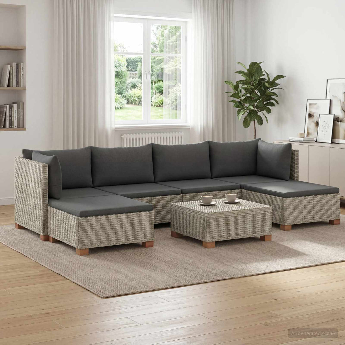 vidaXL 7 uds. Conjunto de Lounge de Ratán con Cojines GENDT Gris Kubu