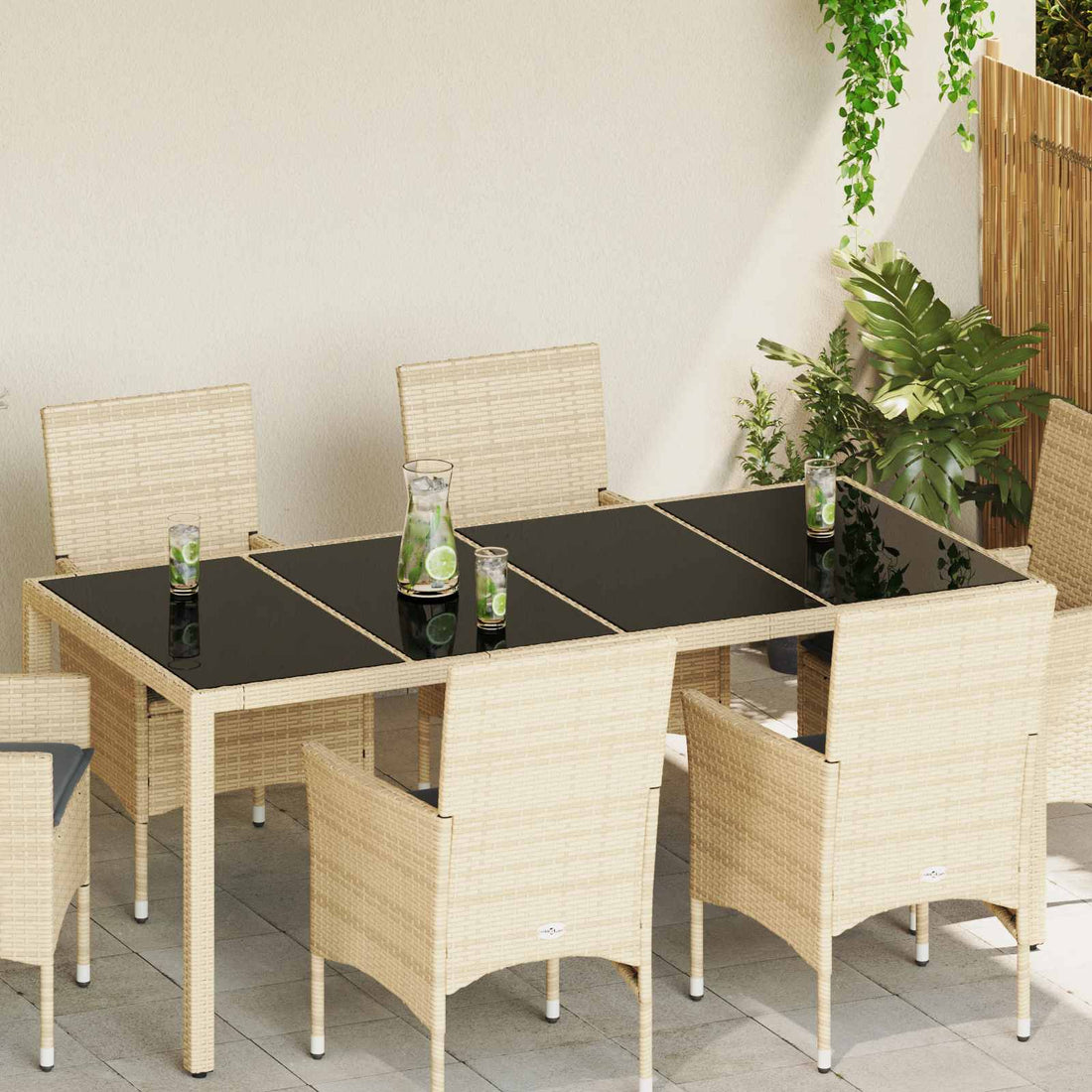 vidaXL Encimera 4 uds. Negro Cristal