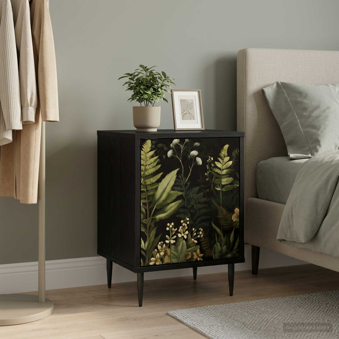 vidaXL Mesa de noche RHENEN Roble Negro 36 x 33 x 51 cm