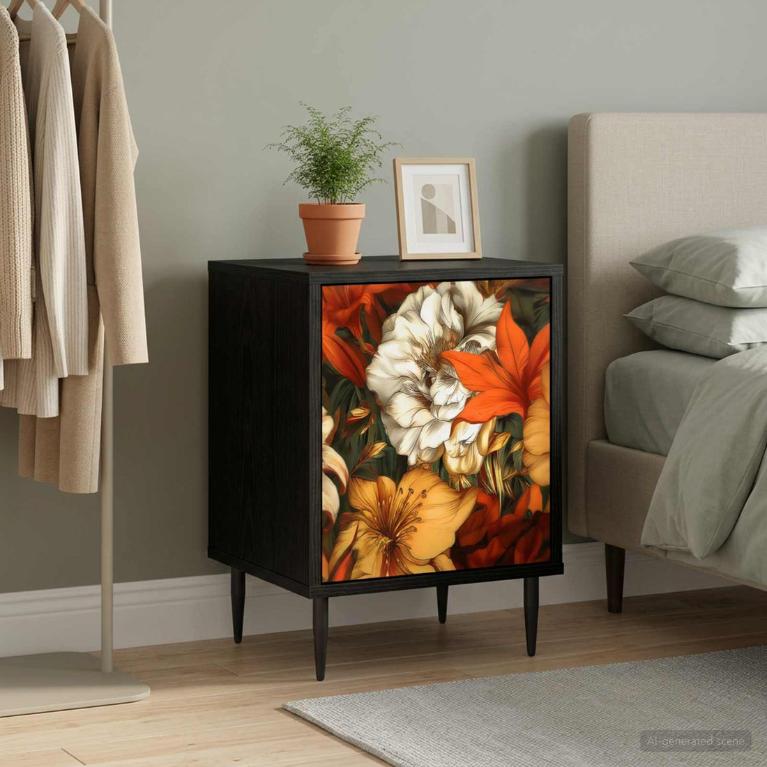 vidaXL Mesa de noche GENNEP Roble Negro 36 x 33 x 51 cm