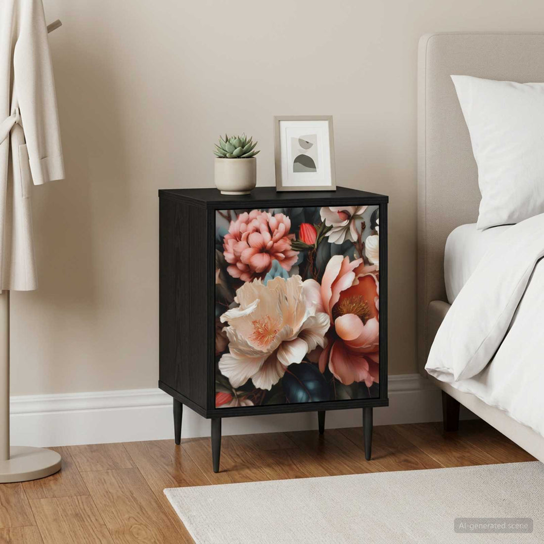 vidaXL Mesa de noche BORNE Roble Negro 36 x 33 x 51 cm