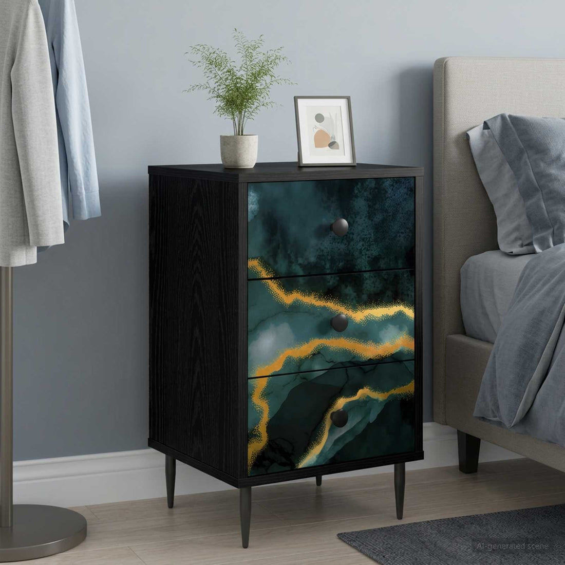 vidaXL Mesa de noche WIJHE 2 uds. Roble Negro 36 x 33 x 61 cm