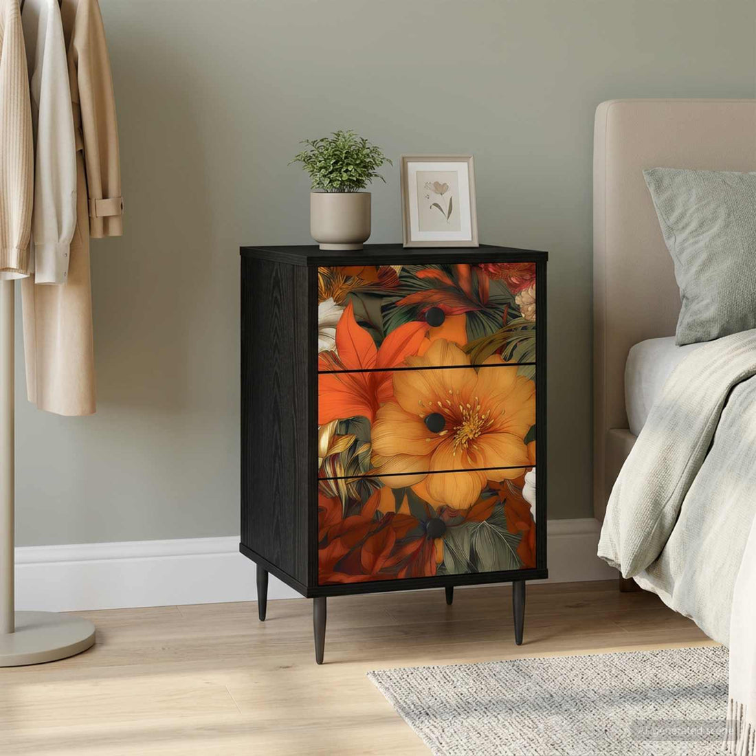 vidaXL Mesa de noche GENNEP Roble Negro 36 x 33 x 61 cm
