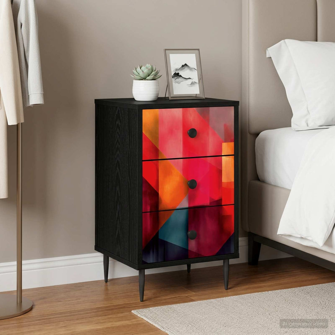 vidaXL Mesa de noche HEESCH Roble Negro 36 x 33 x 61 cm