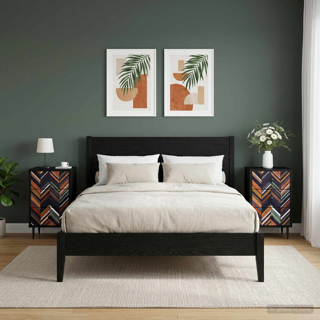 vidaXL Mesa de noche OMMEN 2 uds. Roble Negro 36 x 33 x 61 cm
