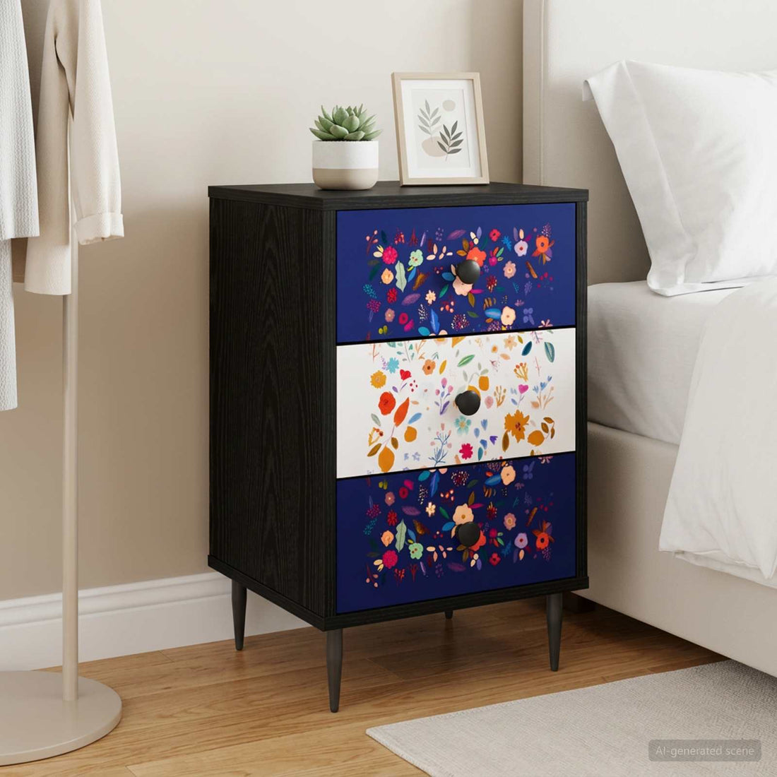 vidaXL Mesa de noche MAINZ Roble Negro 36 x 33 x 61 cm