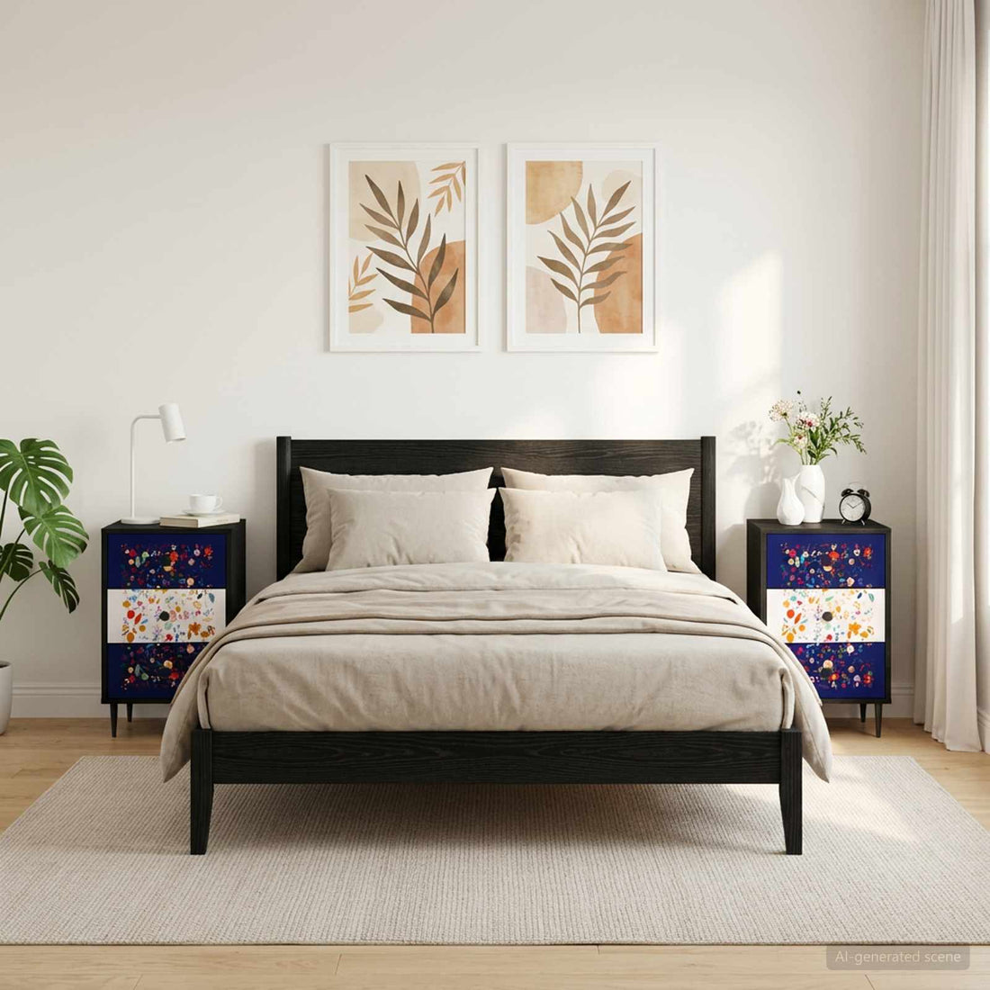 vidaXL Mesa de noche MAINZ 2 uds. Roble Negro 36 x 33 x 61 cm